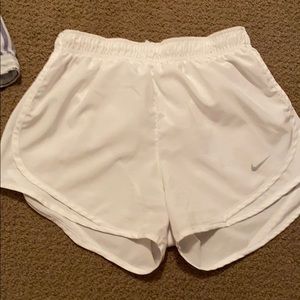 white nike athletic shorts
